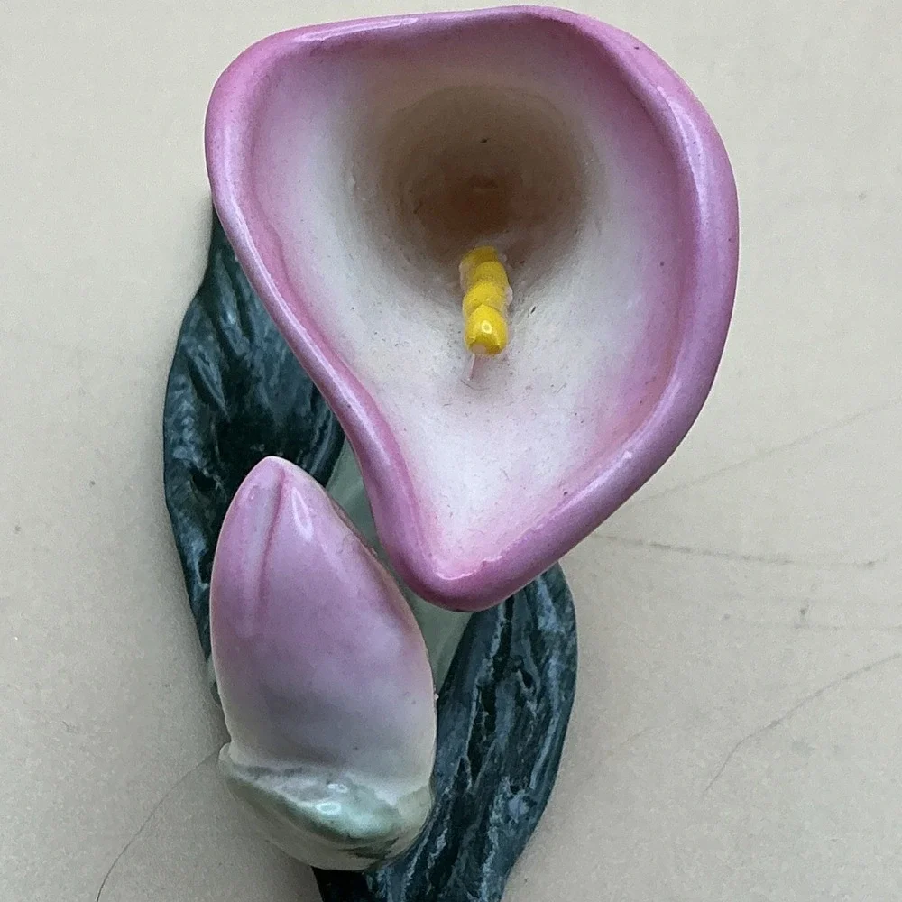 Vintage PIA RPA 1986 Bone‎ China Napkin Rings Pink Calla Lily Hand Painted Set 4